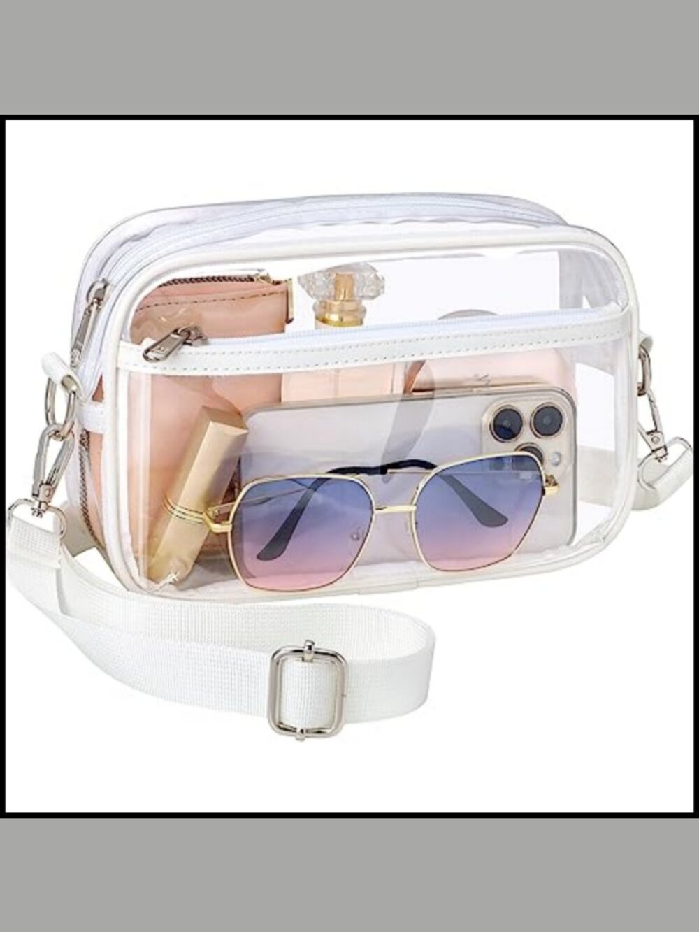 Stadium Approved Clear Crossbody Bag Zip Purse Cold Resistant PVC